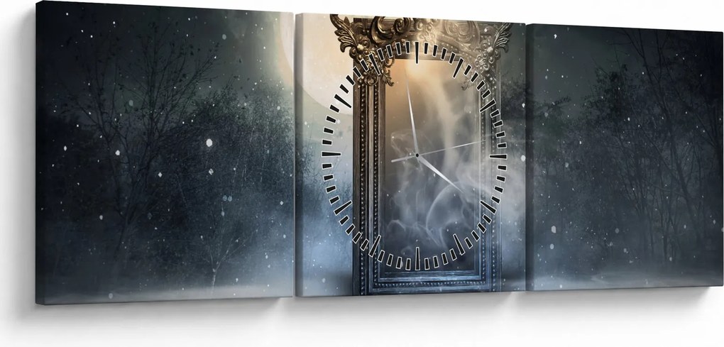 Obraz - Magiczne lustro (z zegarem) (90x30 cm)
