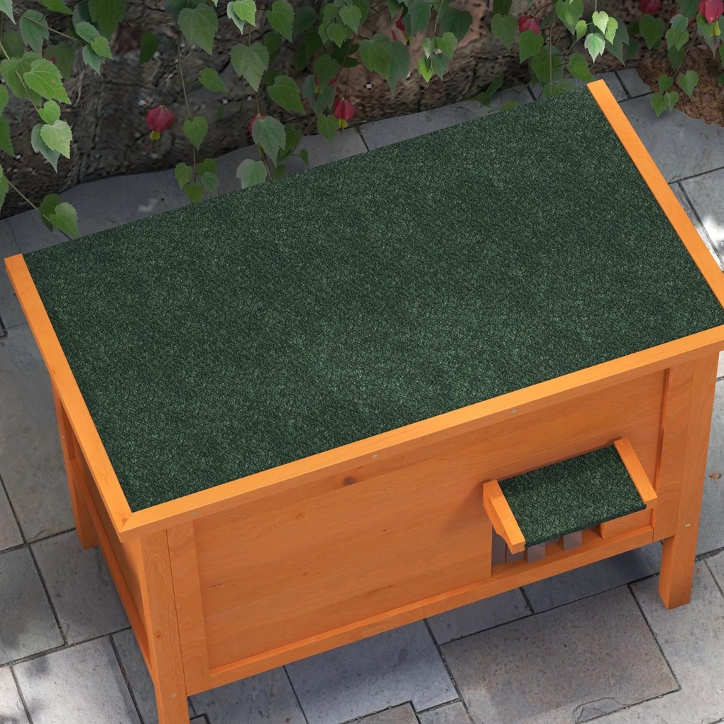 PawHut Domek dla kota, drewniany, izolowany, zasłona, pomarańczowy, 60x60x81,5cm | Aosom PL