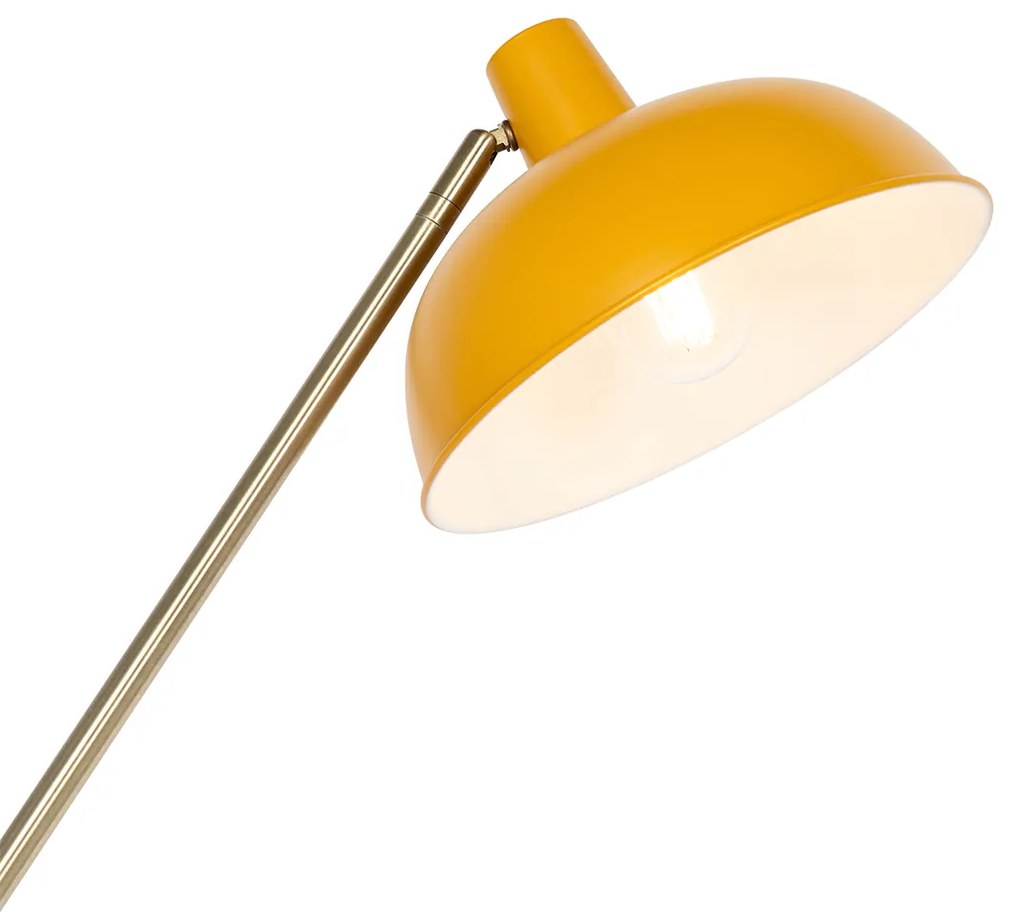Lampa stojąca retro żółta z brązem - Milou