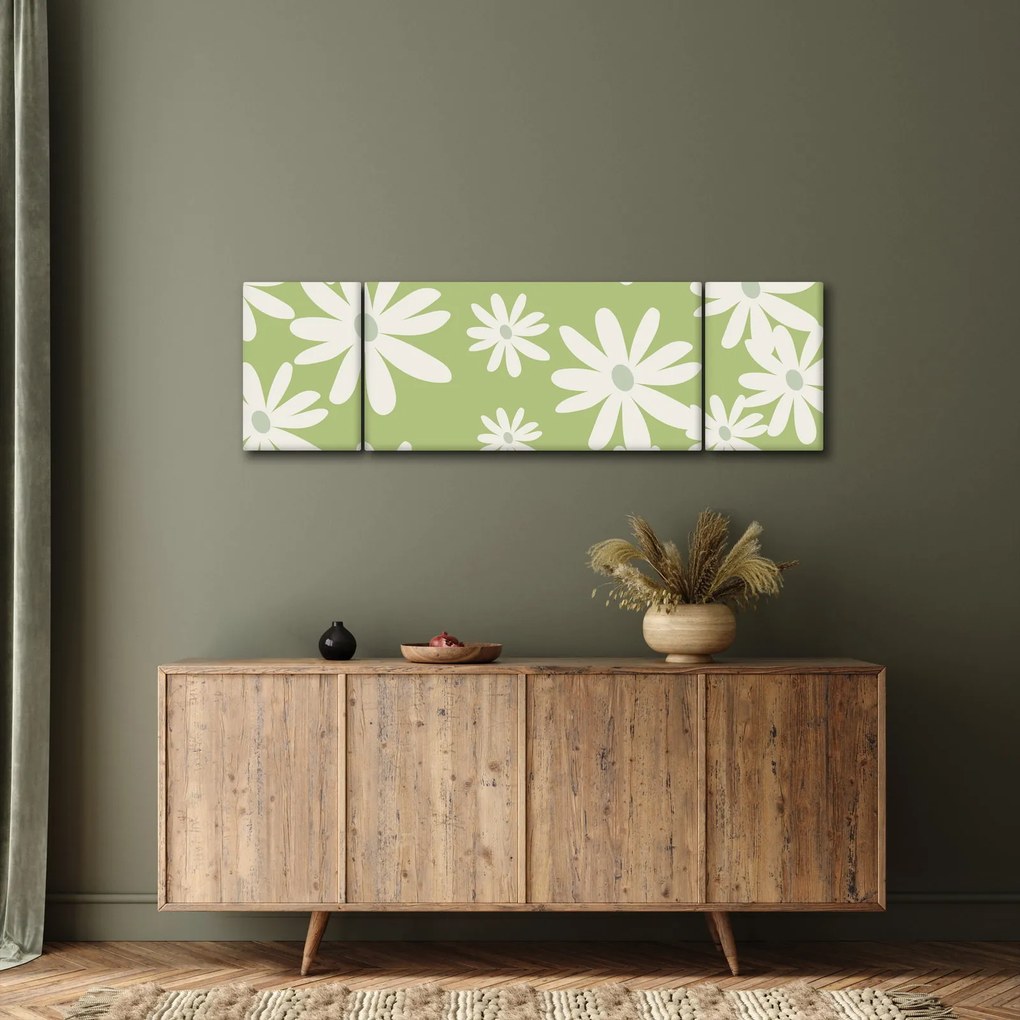 Obraz - Hipisi, zielone kwiaty N⁰1 (170x50 cm)