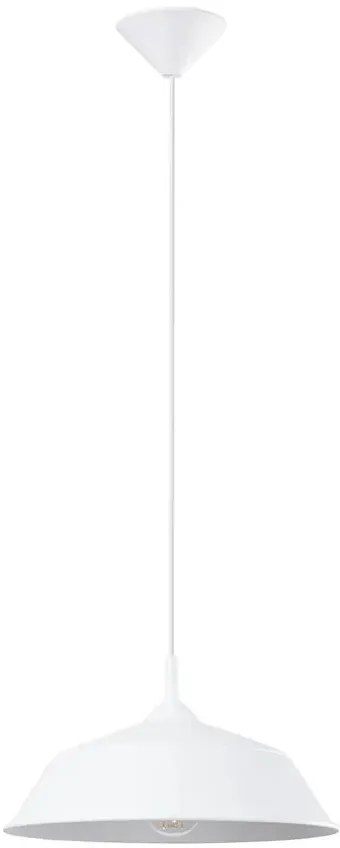 Lampa biała wisząca z metalowym kloszem loft K1-B60