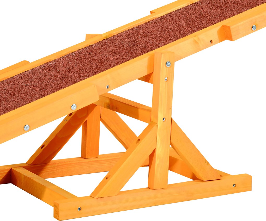 PawHut Huśtawka zręcznościowa dla psa Drewniana równoważnia do agility 180x30x30cm Naturalne drewno | Aosom PL