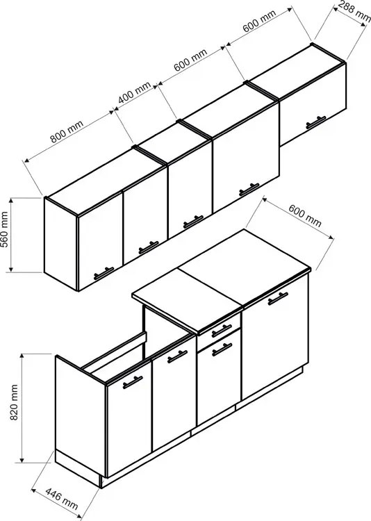 Meble kuchenne 240 cm 7 sztuk dąb sonoma G7-G93