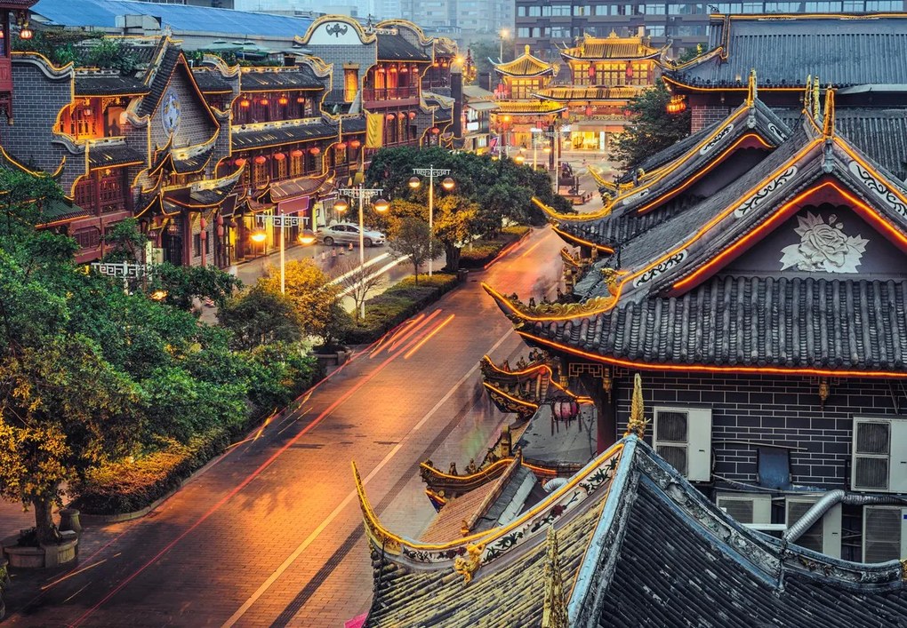 Fototapeta - Qintai Road, Chengdu, Chiny (196x136 cm)