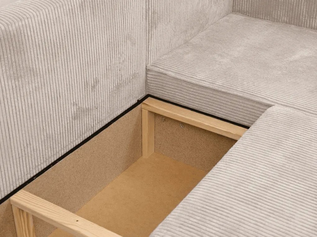 PROMOCJA Jasnobeżowy zestaw wypoczynkowy w kształcie U SMART COSARO 295x140 cm II jakość