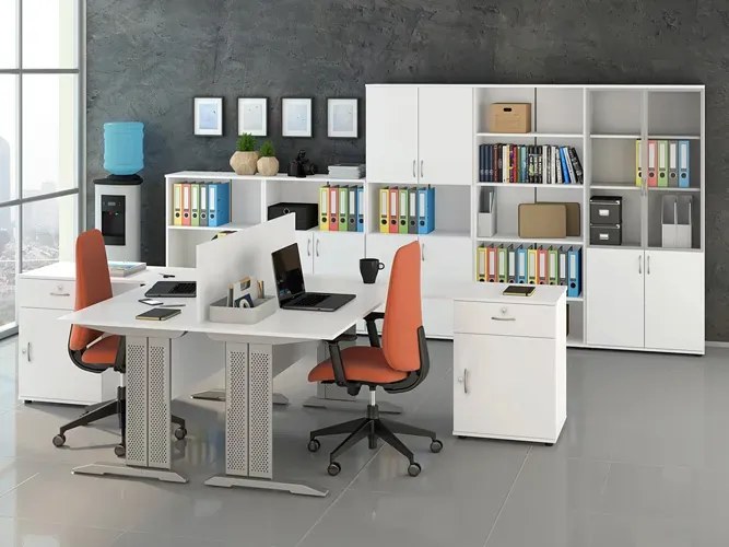 Biały dwustanowiskowy komplet mebli biurowych T1-T33