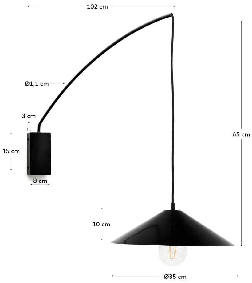 Czarny kinkiet ø 35 cm Kally – Kave Home