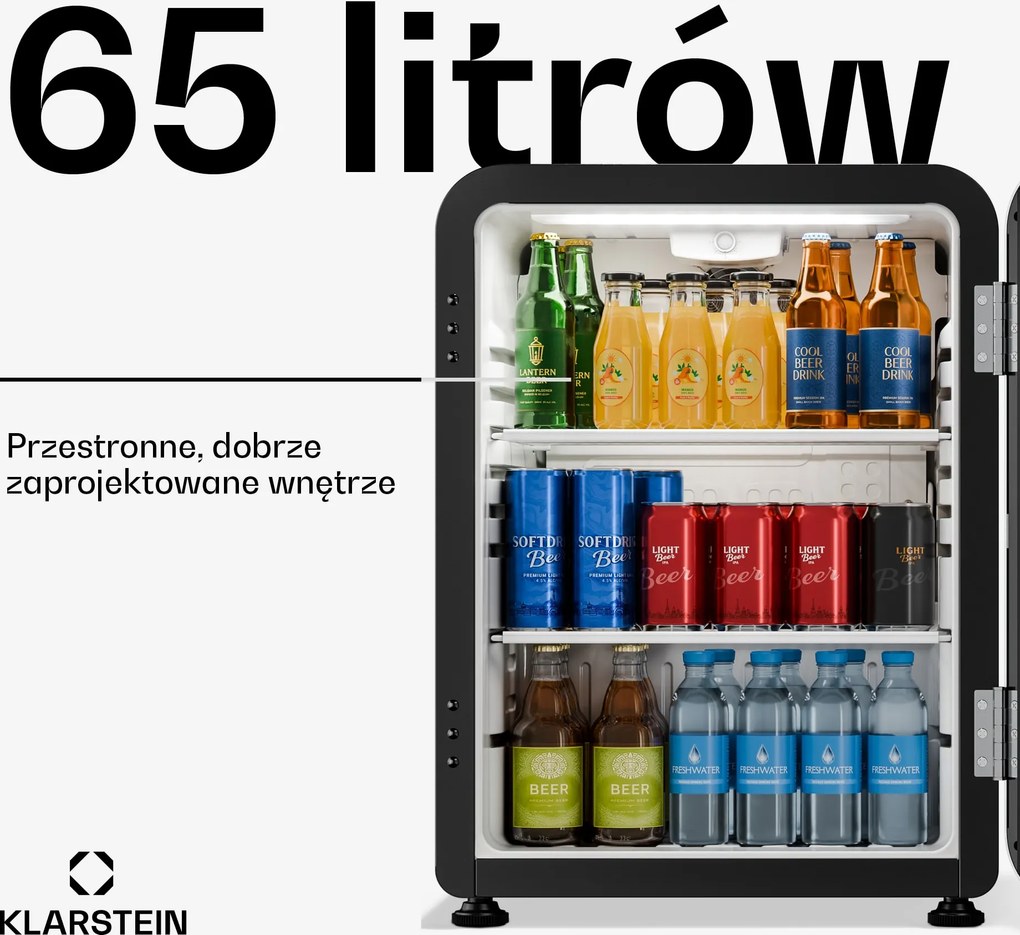 Klarstein Audrey Evo 64cm 65L Lodówka na Napoje Srebrny