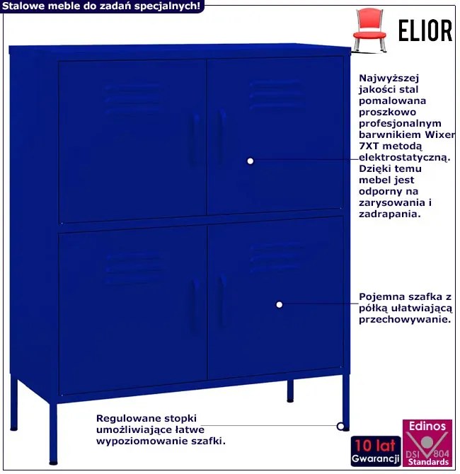 Granatowa metalowa zamykana szafka gospodarcza W6-G10
