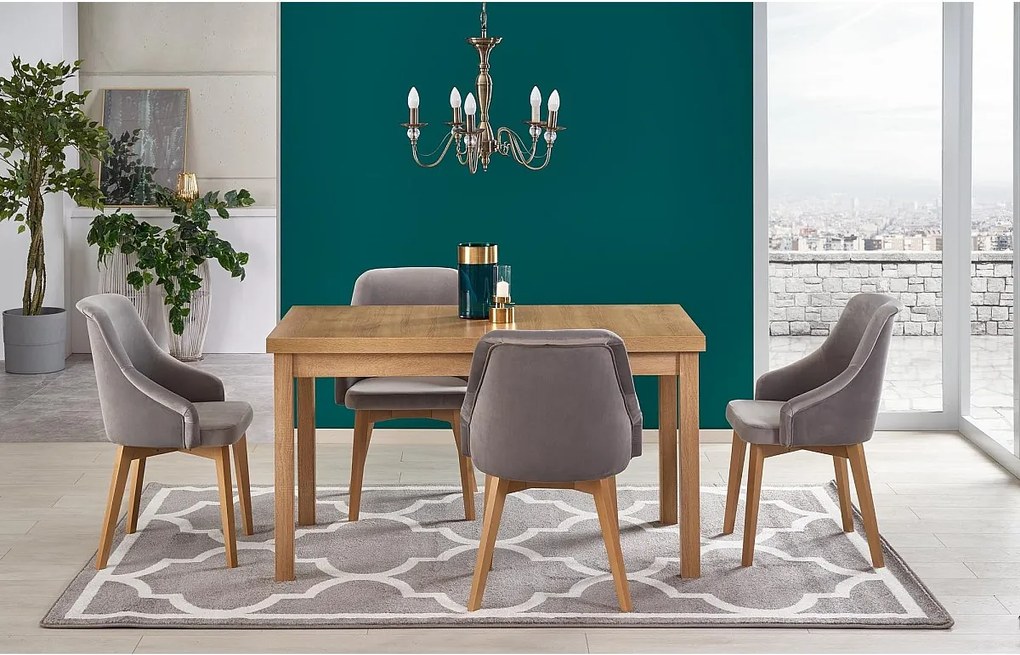 Stół TIAGO 140(220)x80 dąb lancelot/biały rozkładany