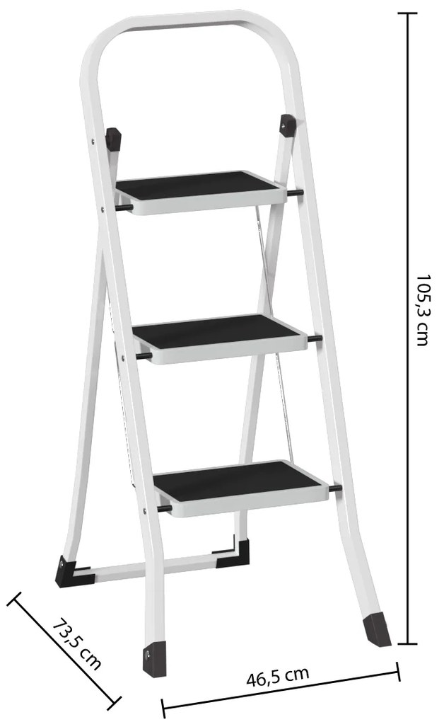 Drabina metalowa 3 stopniowa, 73,5 x 105,3 cm