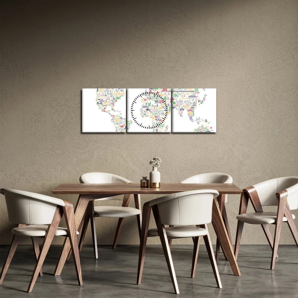 Obraz - Mapa obrazu (z zegarem) (90x30 cm)