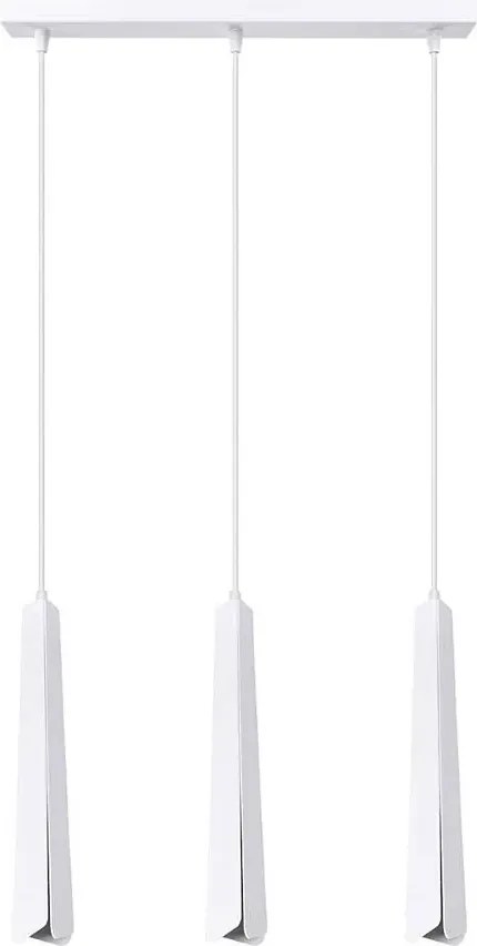 Biała lampa wisząca na listwie z 3 długimi kloszami - A611 L9-L55