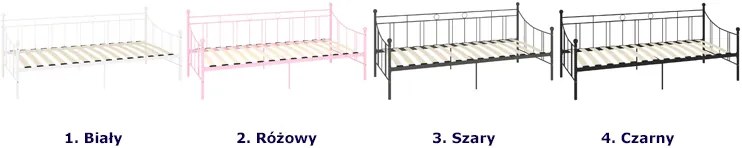 Różowe metalowe łóżko pojedyncze 90x200 cm - Heka