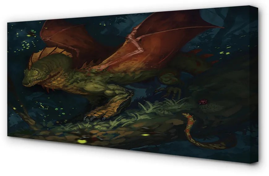 Zdjęcie na płótnie Zielony Smok w Lesie