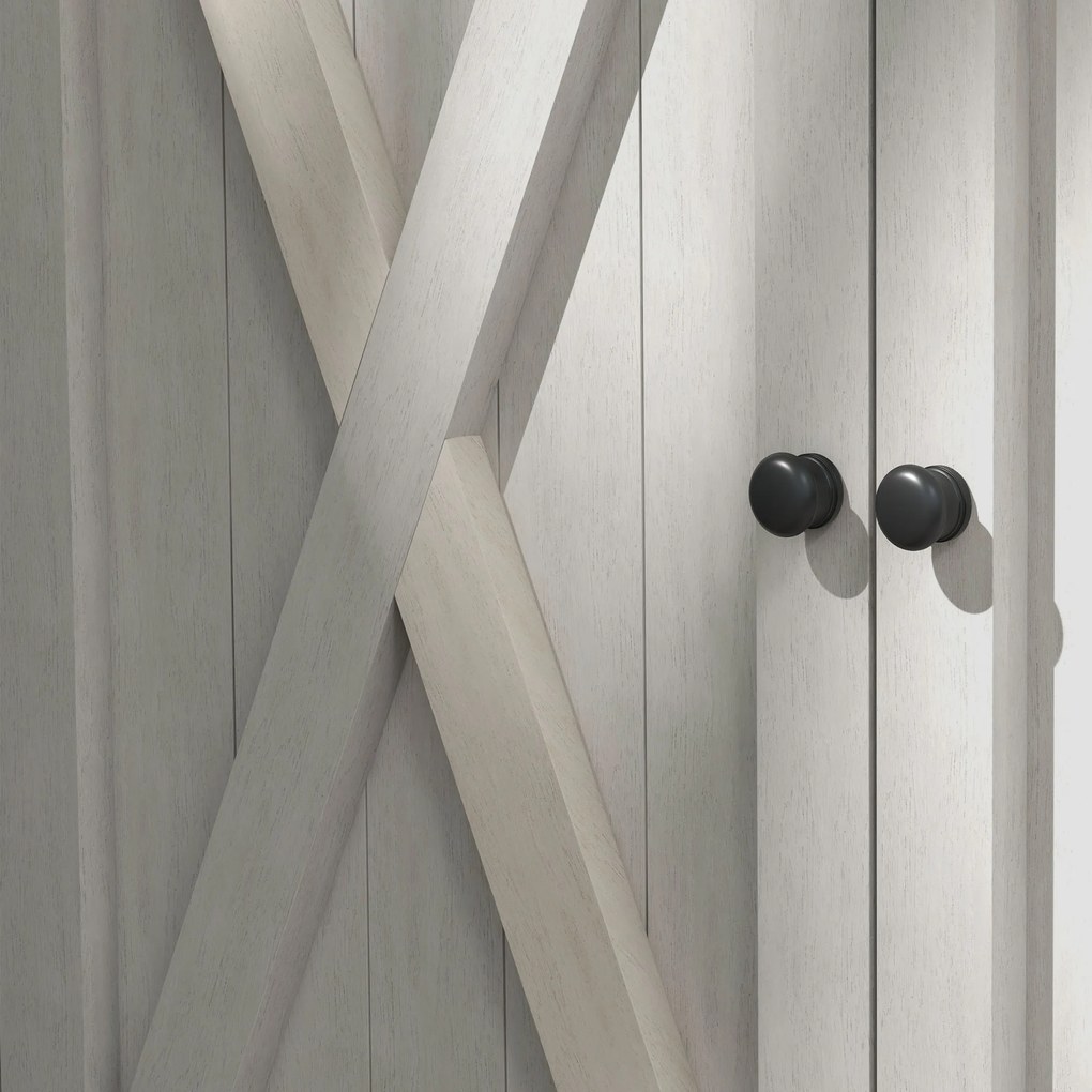 Outsunny Szafka na Narzędzia z Drewna z 2 Drzwiami, Szopa z Dachem z Asfaltu, 110 x 55 x 117 cm, Jasnoszary