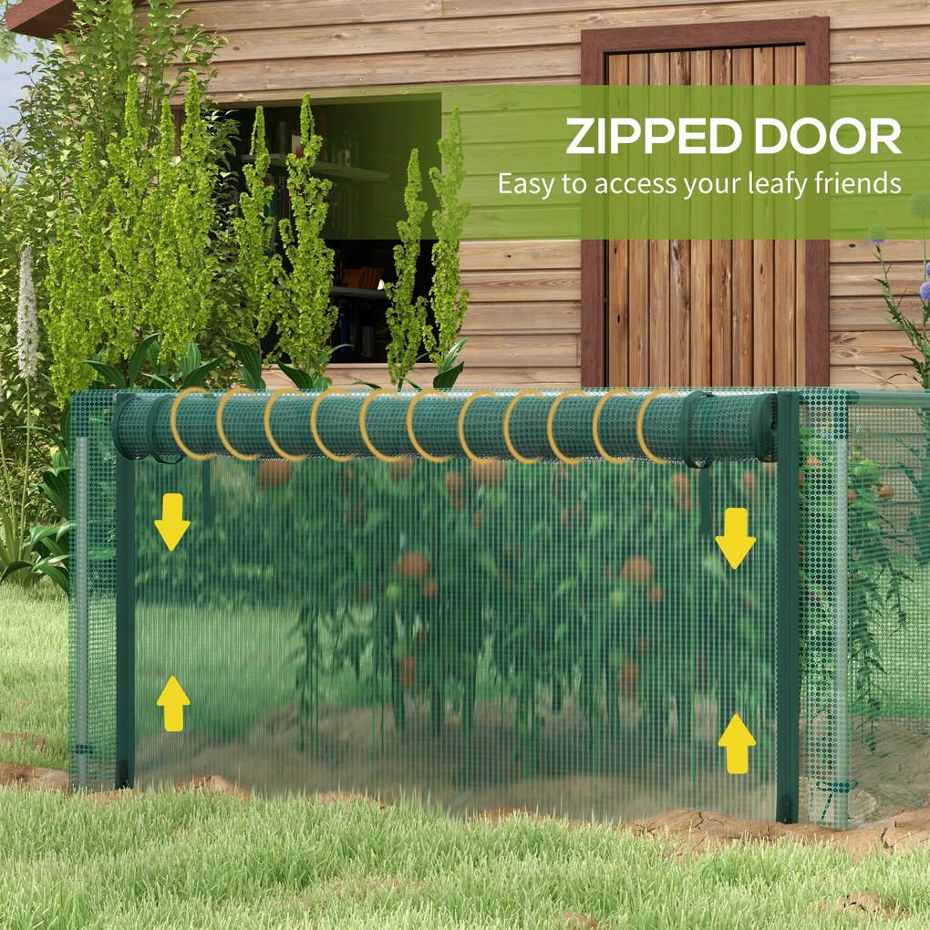Outsunny Siatka Ogrodowa 125x373m z Drzwiami na Zamek Błyskawiczny Ochrona Przed Owadami Zielona | Aosom PL