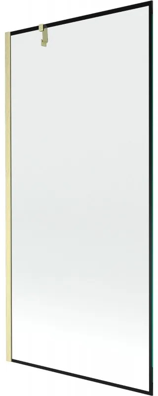 Mexen Next parawan nawannowy 1-skrzydłowy 90 x 150 cm, czarna ramka, złoty szczotkowany - 895-090-000-00-70-55