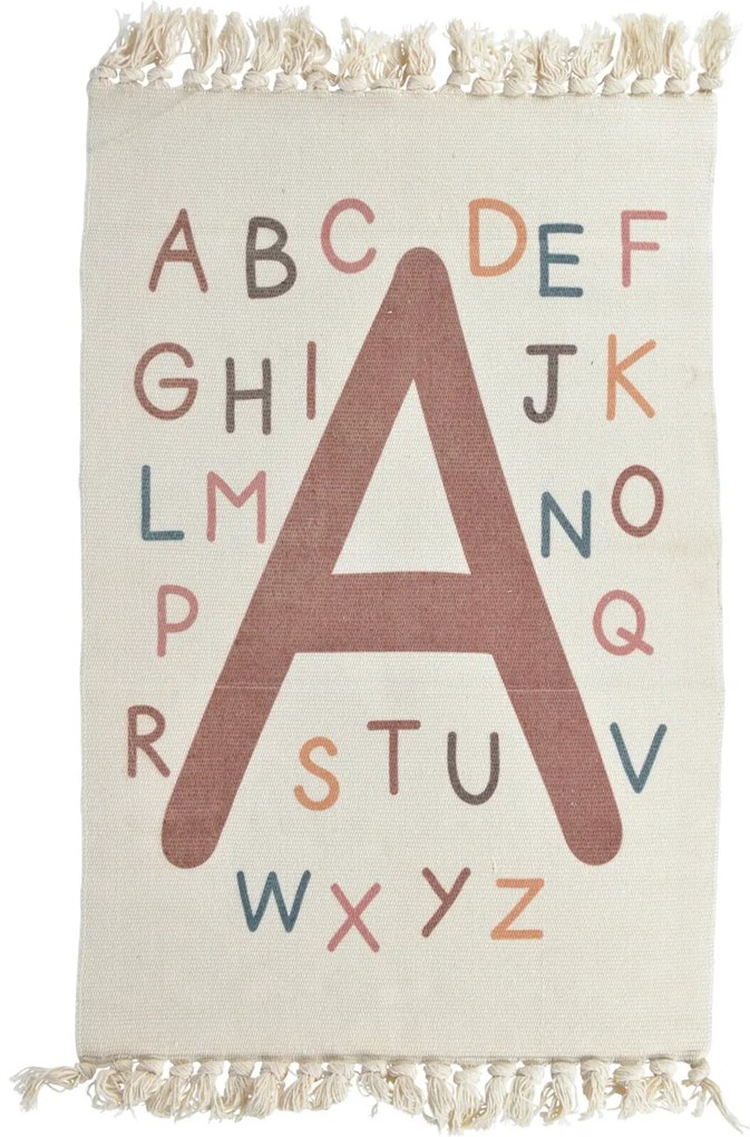 Dywan dziecięcy Literki, numerki, z frędzlami, 60 x 90 cm