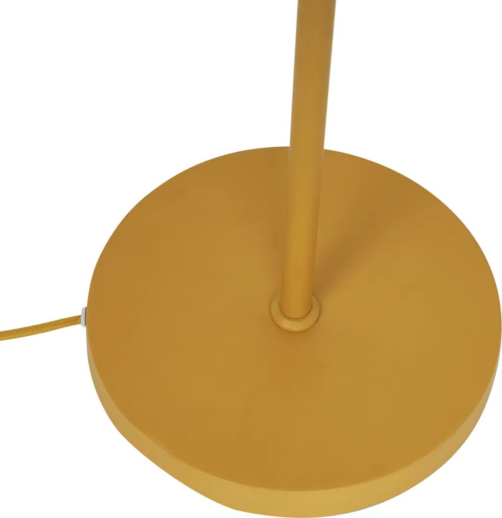 Retro Lampa Podłogowa Musztardowożółta z Matowym Szkłem - Fedde