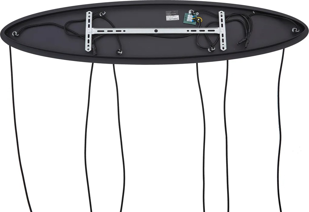 Nowoczesna lampa wisząca czarna z białym szkłem prostokątna 6-punktowa - Misty