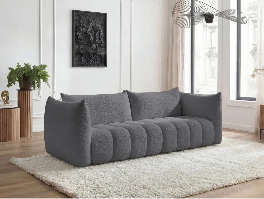 Szara sofa z materiału bouclé 286 cm Azra – Bobochic Paris