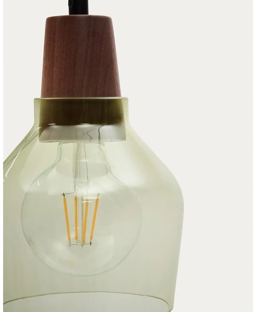 Zielona/w ciemnym naturalnym kolorze lampa wisząca ze szklanym kloszem ø 13,5 cm Silex – Kave Home