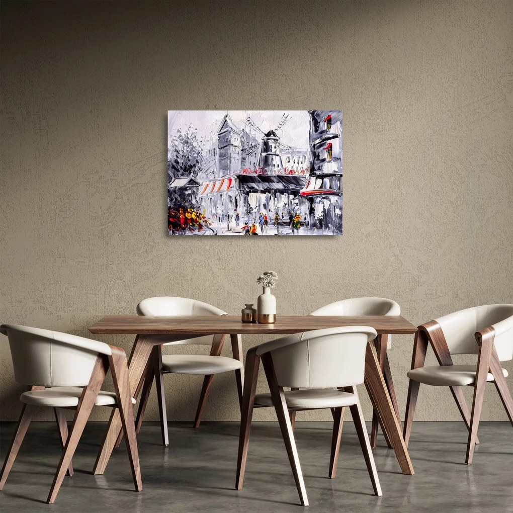 Obraz na szkle - Ulica w Paryżu, obraz olejny (70x50 cm)