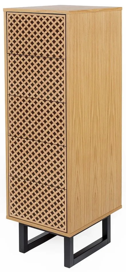 Komoda z drewna brzozowego Woodman Mora Narrow Diamond Print