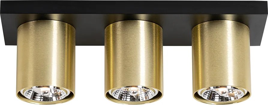 Nowoczesny plafon czarny ze złotem 3-punktowy - Tubo