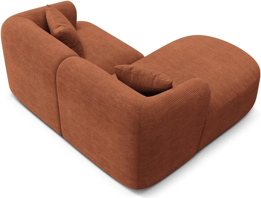 Sztruksowy narożnik (lewostronny/z szezlongiem) w kolorze terakoty Campi – Cosmopolitan Design