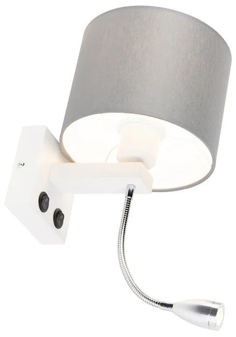 Nowoczesna lampa ścienna biała z szarym kloszem - Brescia Nowoczesny Oswietlenie wewnetrzne