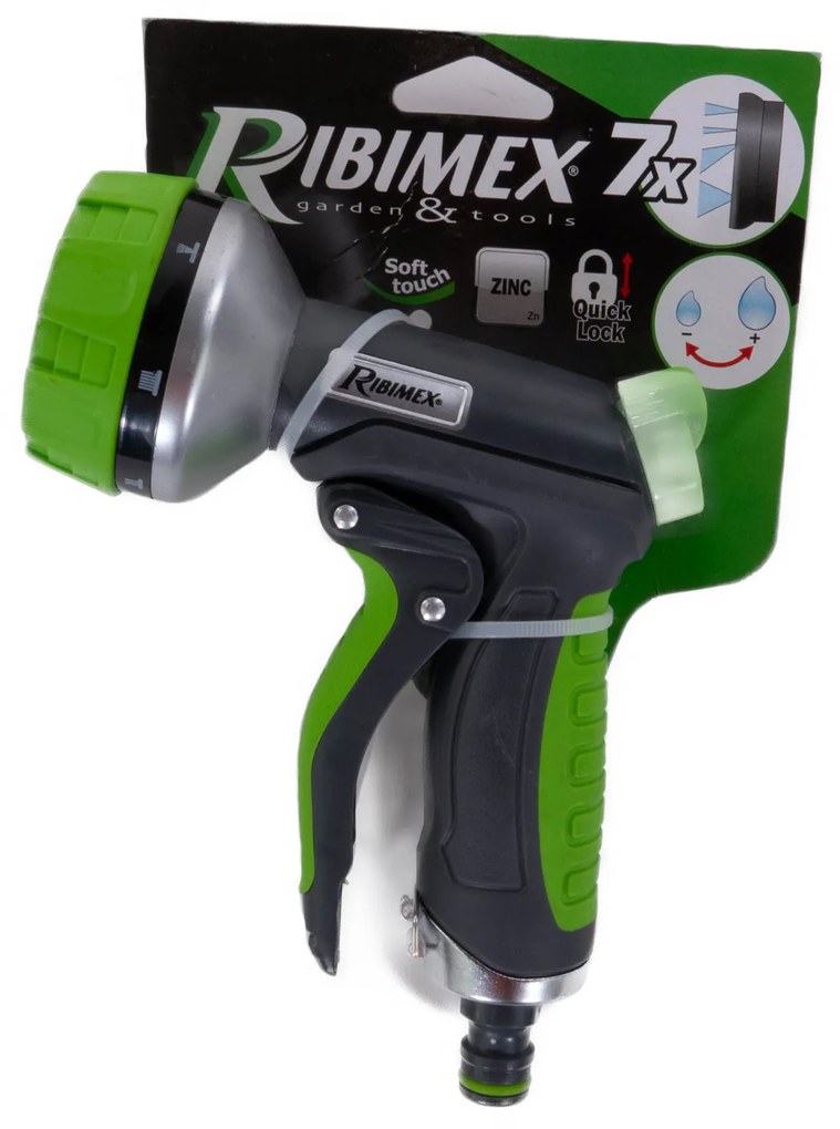 Pistolet do węża ogrodowego RIBIMEX, regulacja strumienia, 7 trybów