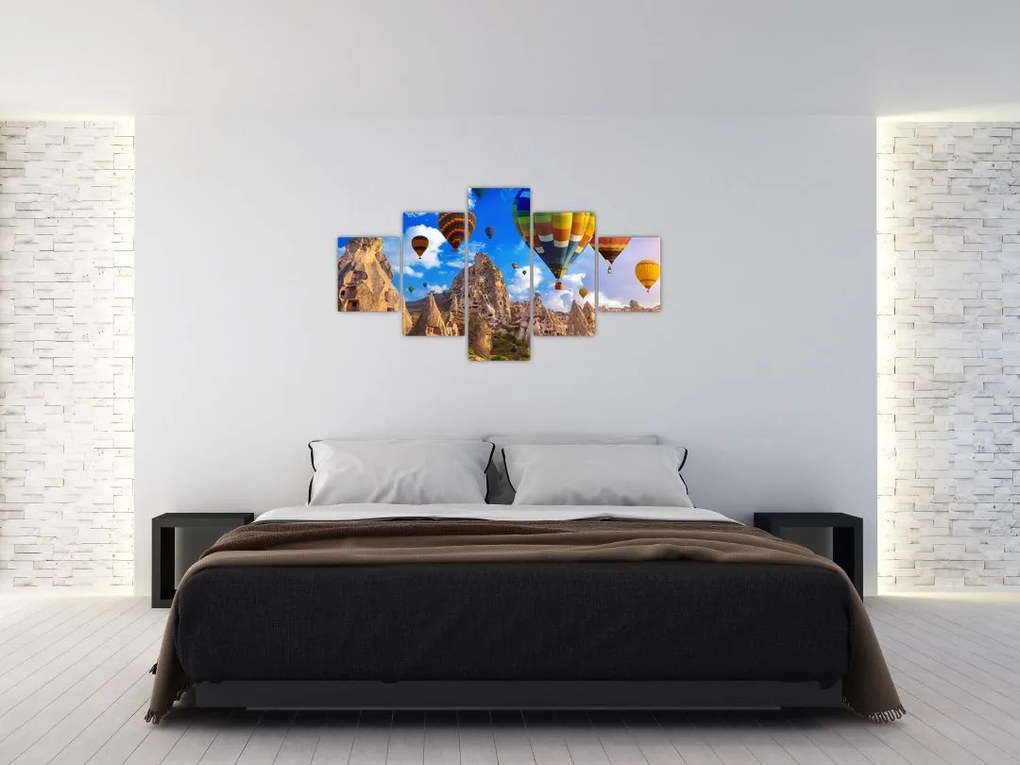 Obraz - Balony na ogrzane powietrze, Kapadocja, Turcja. (125x70 cm)