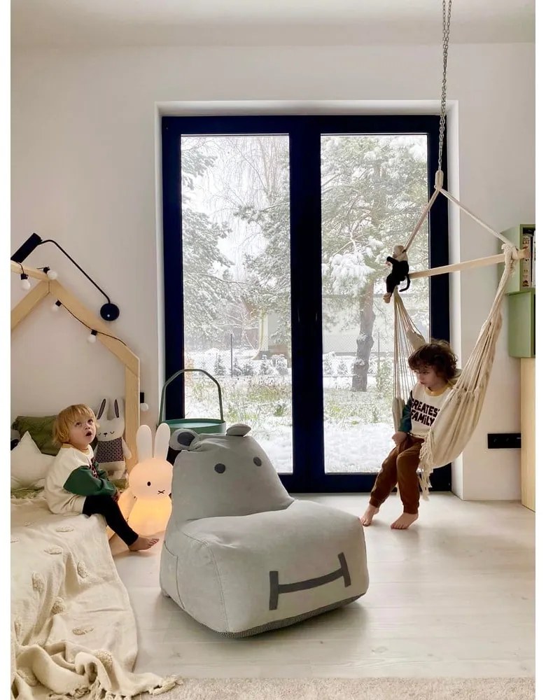 Jasnoszary dziecięcy worek do siedzenia Hippo – The Brooklyn Kids