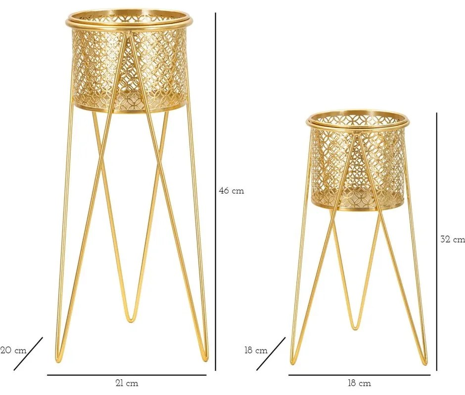 Metalowe kwietniki 2 szt. ø 20 cm (wysokość 46 cm) Nat – Mauro Ferretti
