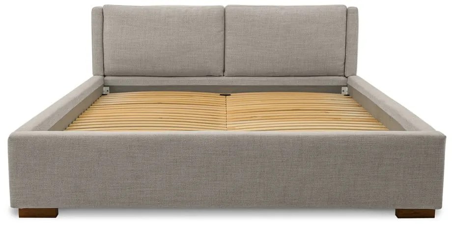 Jasnoszare tapicerowane łóżko dwuosobowe ze stelażem 160x200 cm Dreamer – Scandic