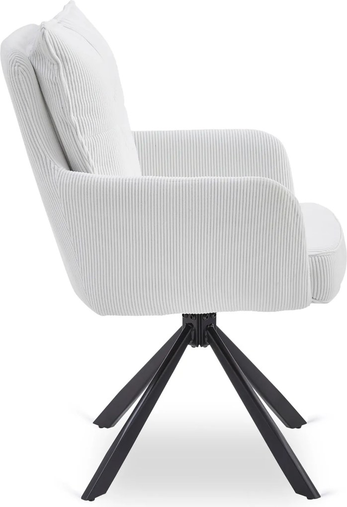 Krzesło Tapicerowane Obrotowe do Salonu CITY Kremowe Sztruksowe Nowoczesne