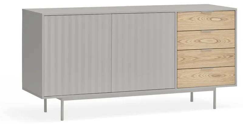 Szaro-naturalna niska komoda w dekorze dębu 159x80 cm Sierra – Teulat