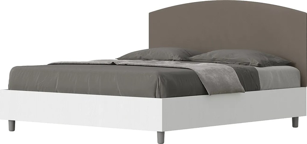 Łóżko bez stelaża 160x200 konstrukcja Frassino biała zagłówek sztucznej skóry cappuccino Antilia