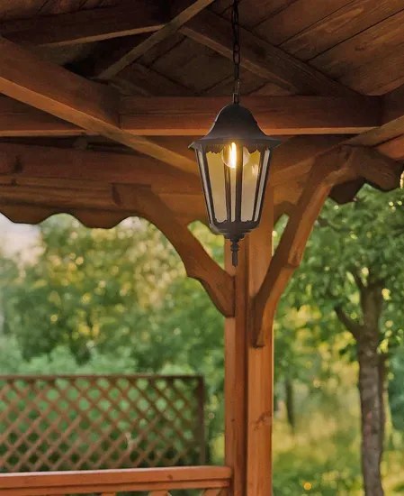 Czarna Lampa Wisząca Ogrodowa Retro M2-K39