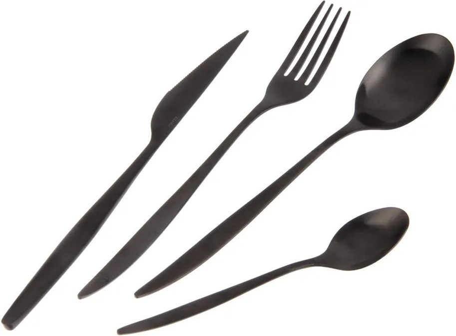 Czarne sztućce ze stali nierdzewnej 24 szt. – Orion