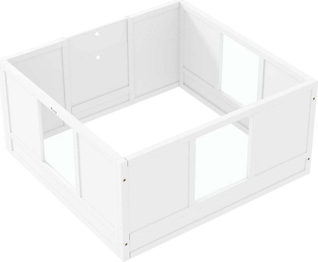 PawHut Kojec dla Szczeniąt dla Małych i Średnich Ras Psów, Biały z Regulowanym Wejściem i Antypoślizgowymi Podkładkami