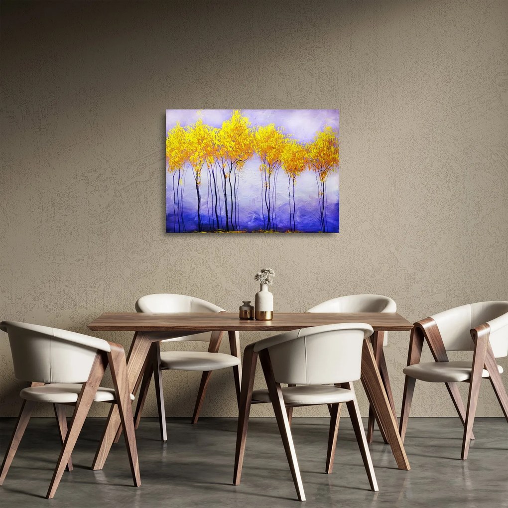 Obraz na szkle żółtych drzew (70x50 cm)