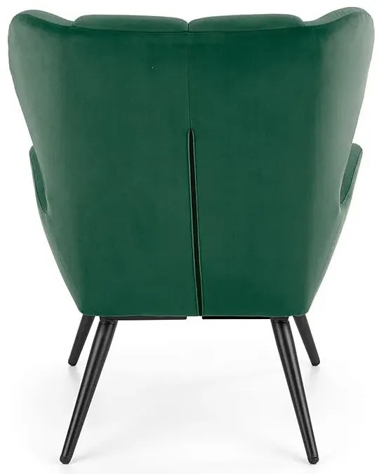 Zielony welurowy fotel uszak D6-F50