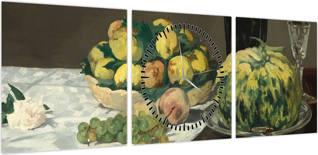 Obraz - Edouard Manet, Still Life with Melon and Peaches, reprodukcje (z zegarem) (90x30 cm)