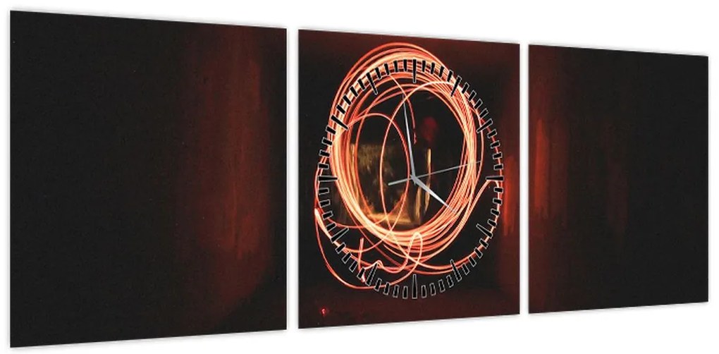 Obraz - linie w tunelu (z zegarem) (90x30 cm)
