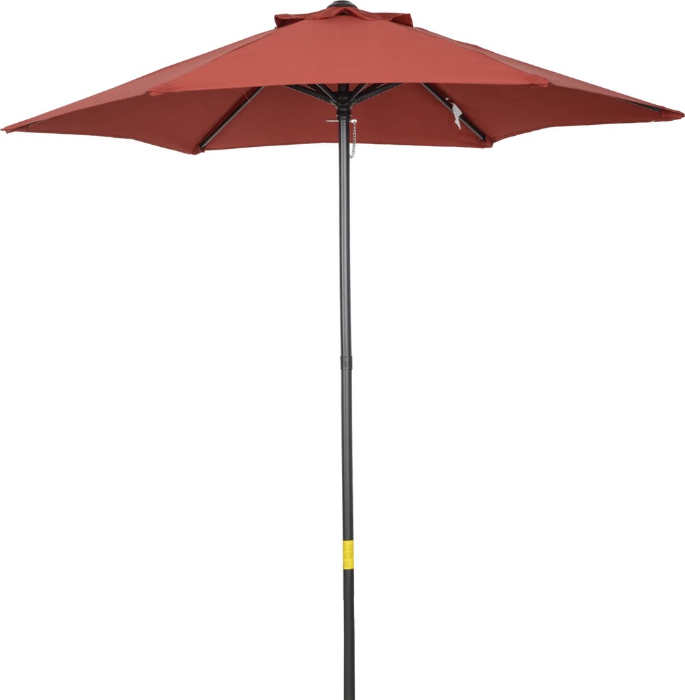 Outsunny Parasol Ø196 cm z funkcją kąta, sześciokątny parasol balkonowy dla plaży balkonu ogrodu, Bordowy