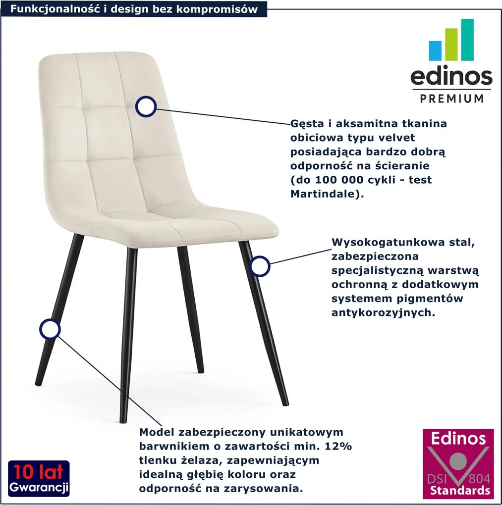 Zestaw 2 kremowych krzeseł pikowanych G4-R37