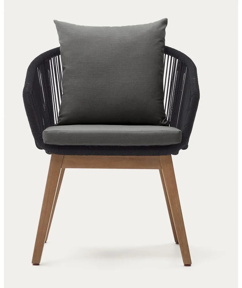 Czarny drewniany fotel ogrodowy Portalo – Kave Home